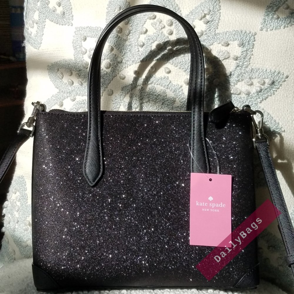 SHIMMY GLITTER IN BLACK SATCHEL KATE SPADE CROSSBODY SPARKLES IN THE SUN SMALL - Picture 8 of 12